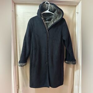 FUDA New York Faux Shearling Lined Hooded Coat Women’s Small Winter Jacket